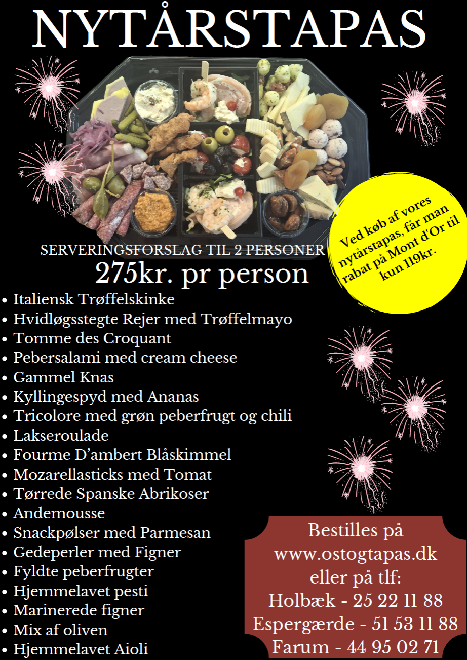 Nytårstapas 2025 🍾🎉 (Kan kun bestilles til Onsdag 31/12)